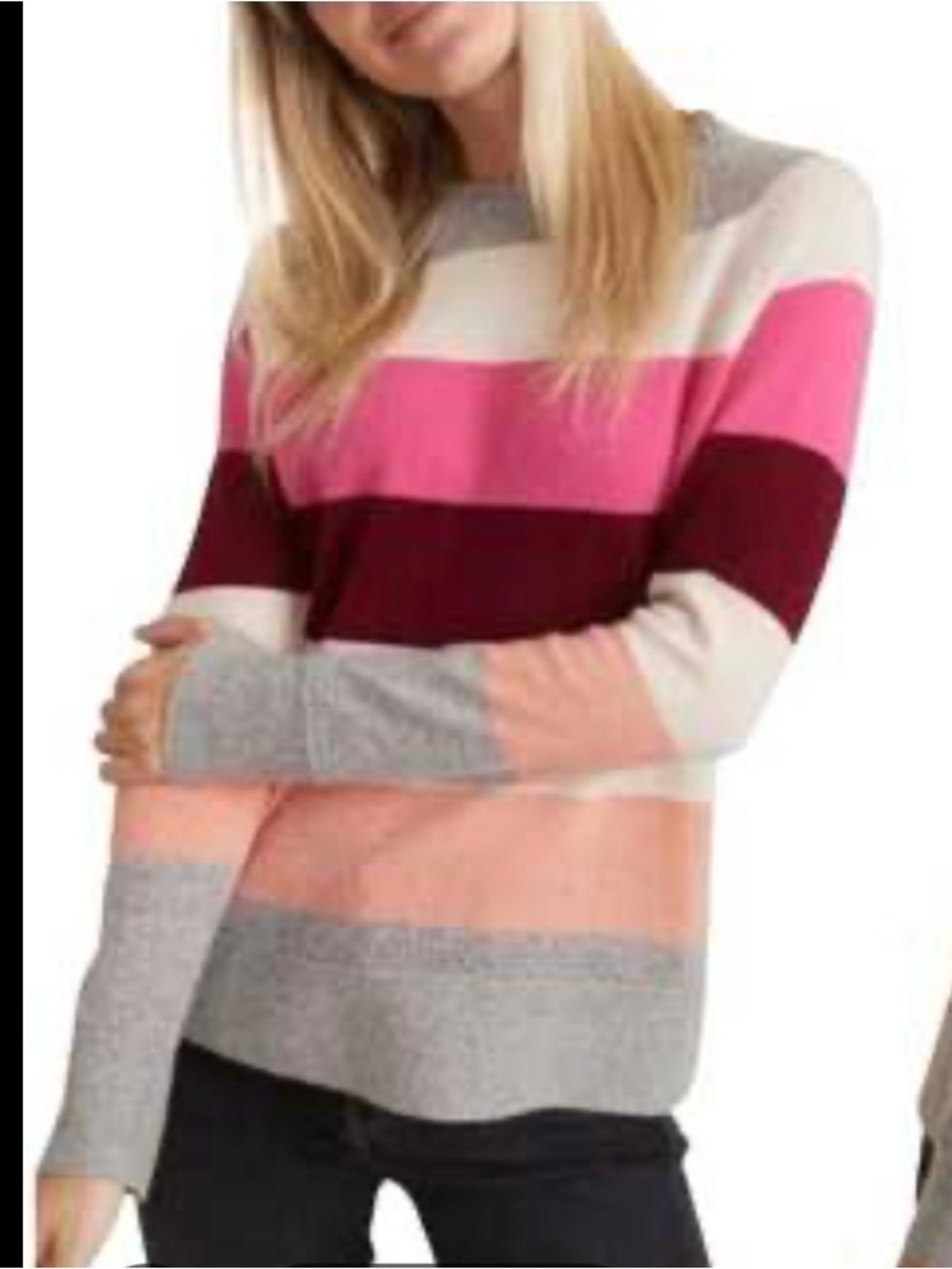 Marine Layer, Maya Multi Color Stripe Cashmere Crewneck Sweater, sz M